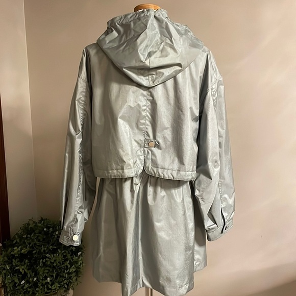 FLEET STREET women’s oversized trench coat green removable hood adjust waist L - Picture 8 of 17